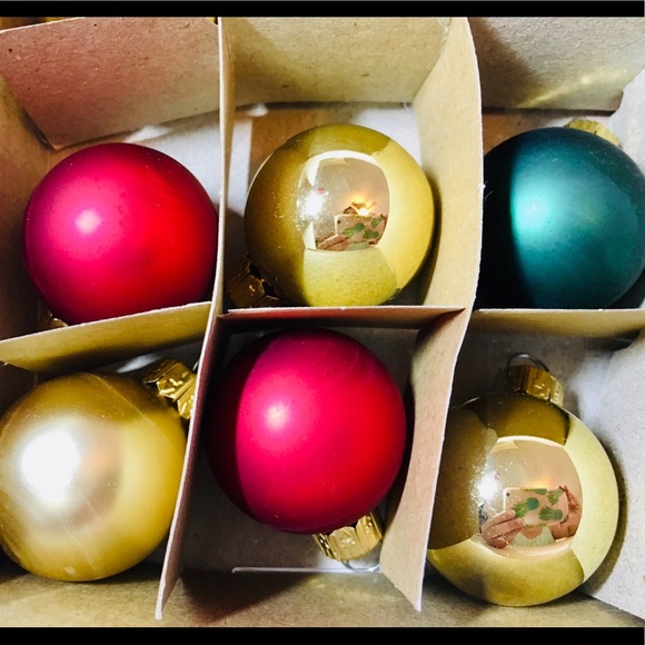 20 Xmas Polish Glass Mini Ball Ornaments Gold Red - Picture 4 of 8